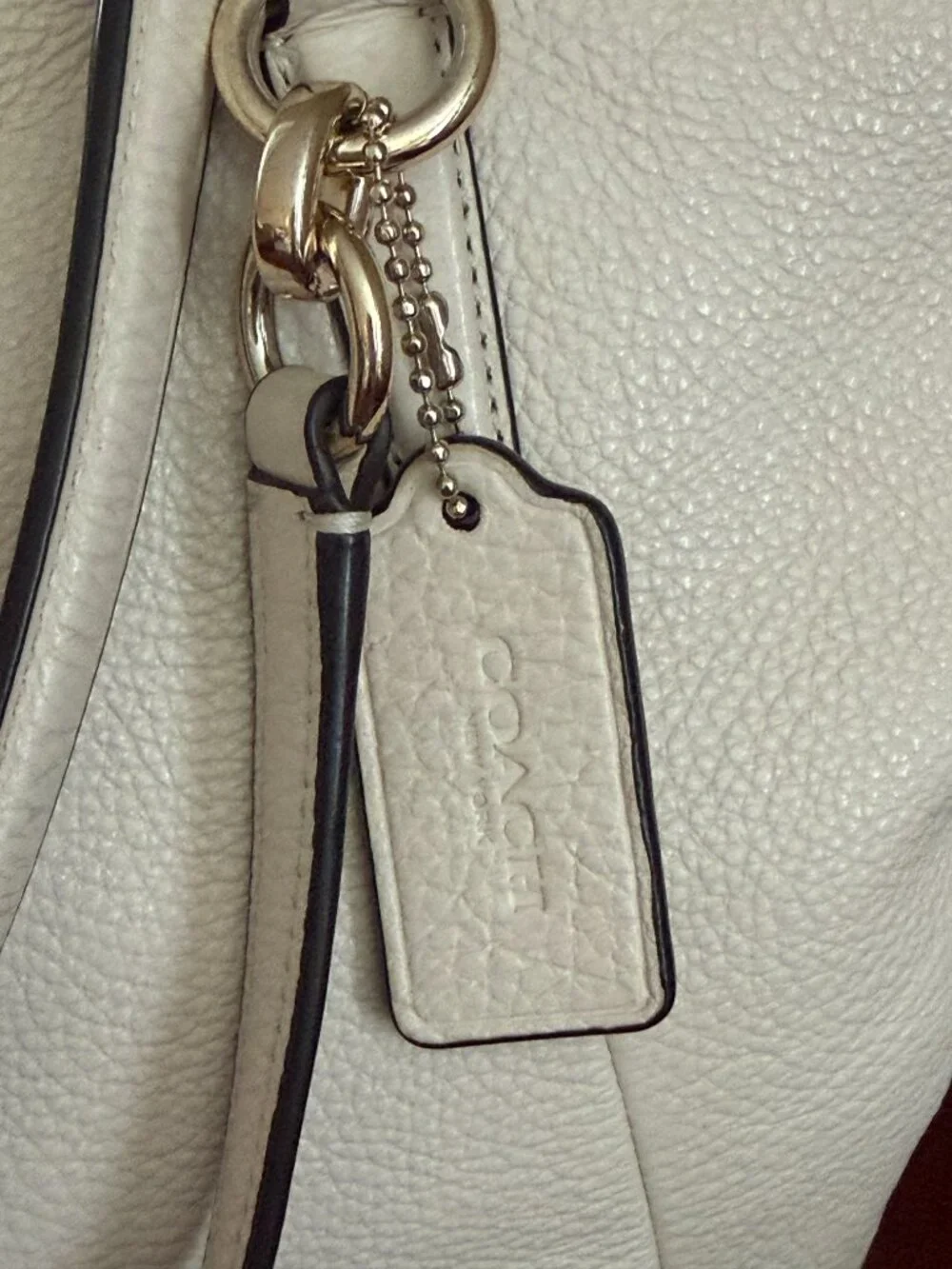 COACH Kelsey Large Pebbled Off -White Leather Shoulder Tote Bag - F36591